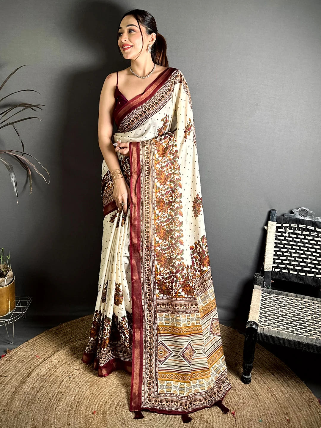 Radiant Mul Cotton Kalamkari Print Saree