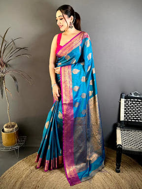 Classic Katan Tussar Feel Zari Border Saree