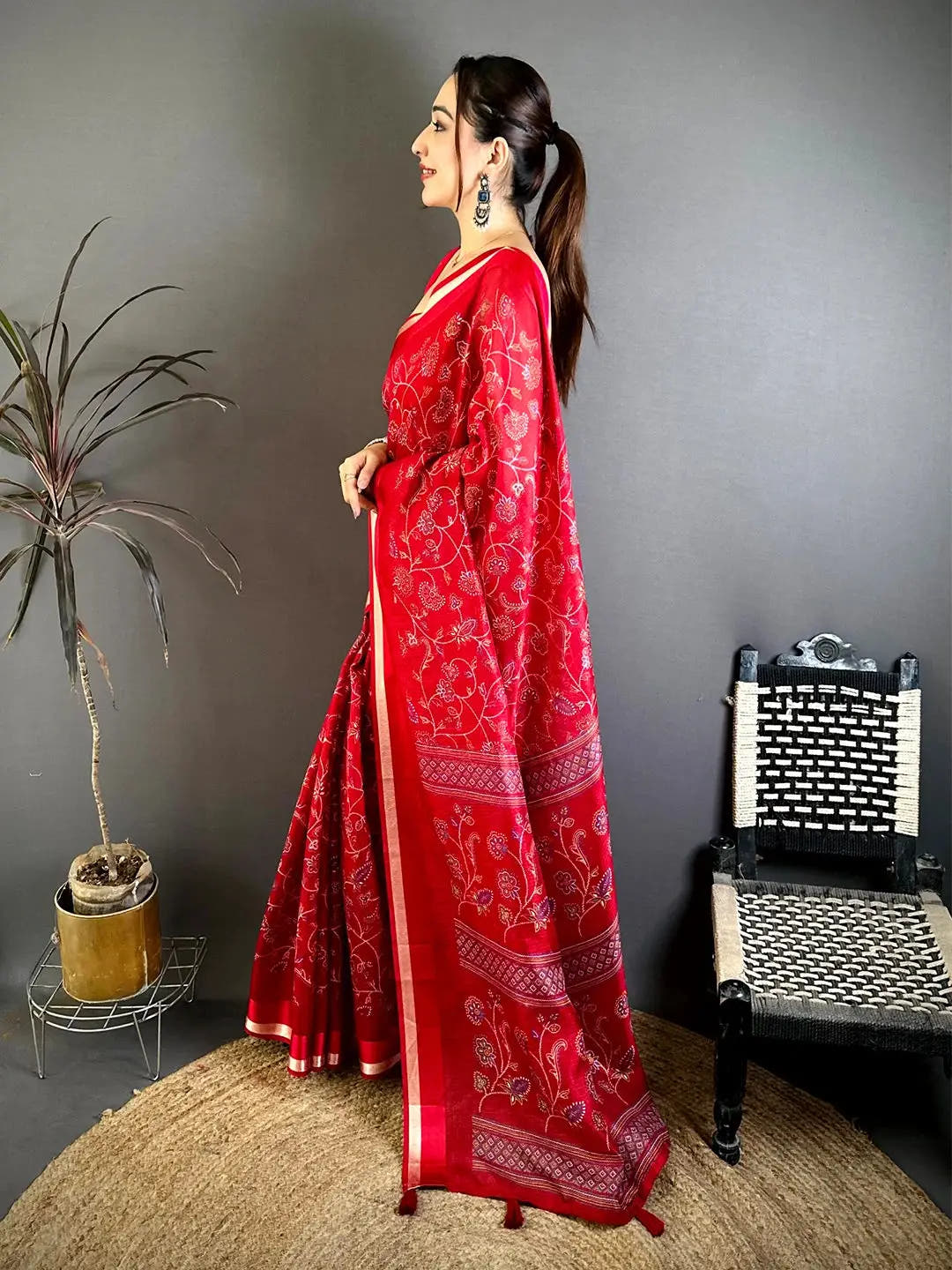 Red Soft Kota Doriya Satin Border Saree