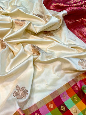 White Soft Silk Paalum Pazhamum Border Saree