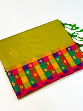 Lime Soft Silk Paalum Pazhamum Border Saree
