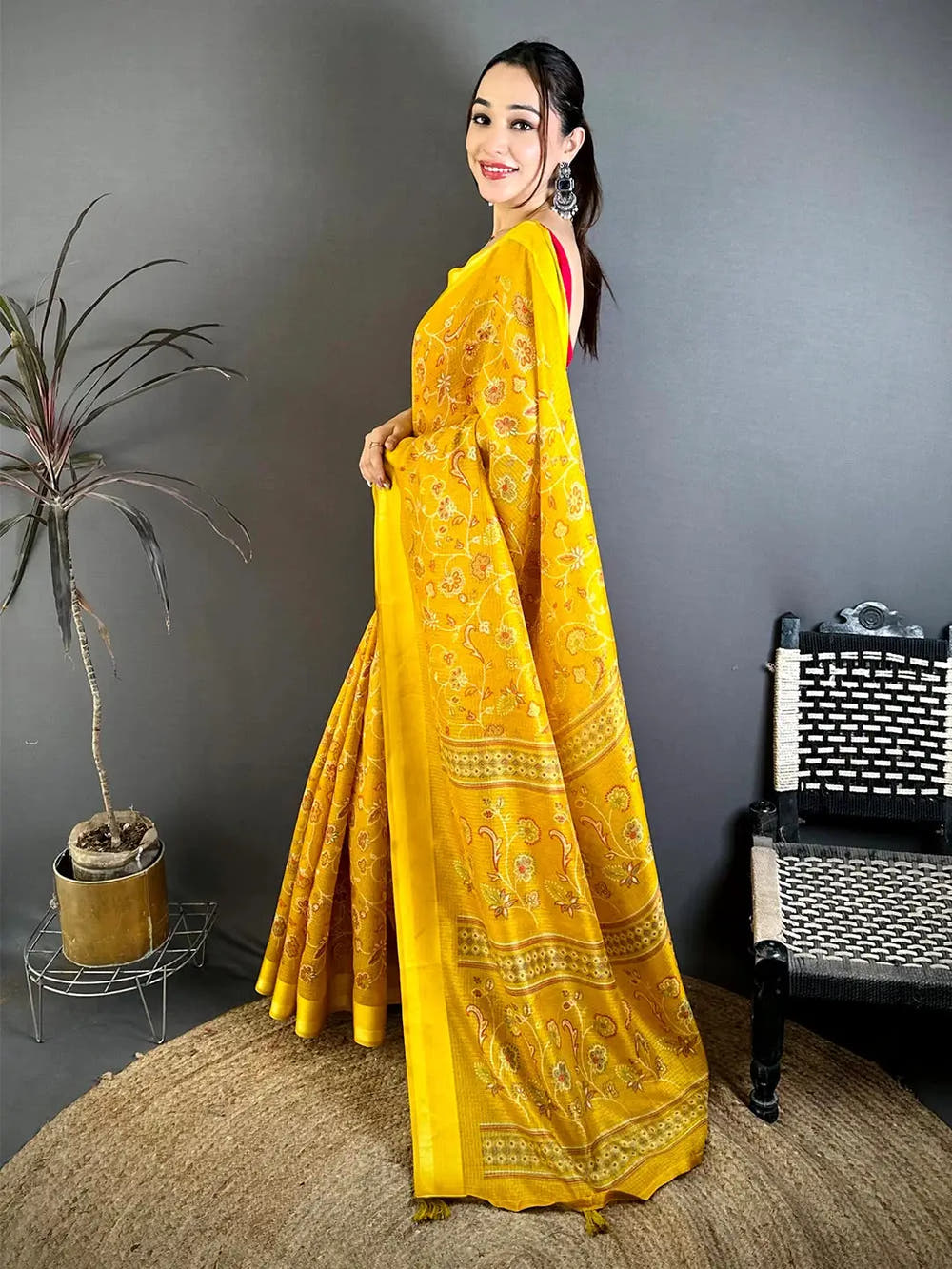 Mustard Soft Kota Doriya Satin Border Saree