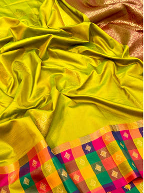 Lime Soft Silk Paalum Pazhamum Border Saree
