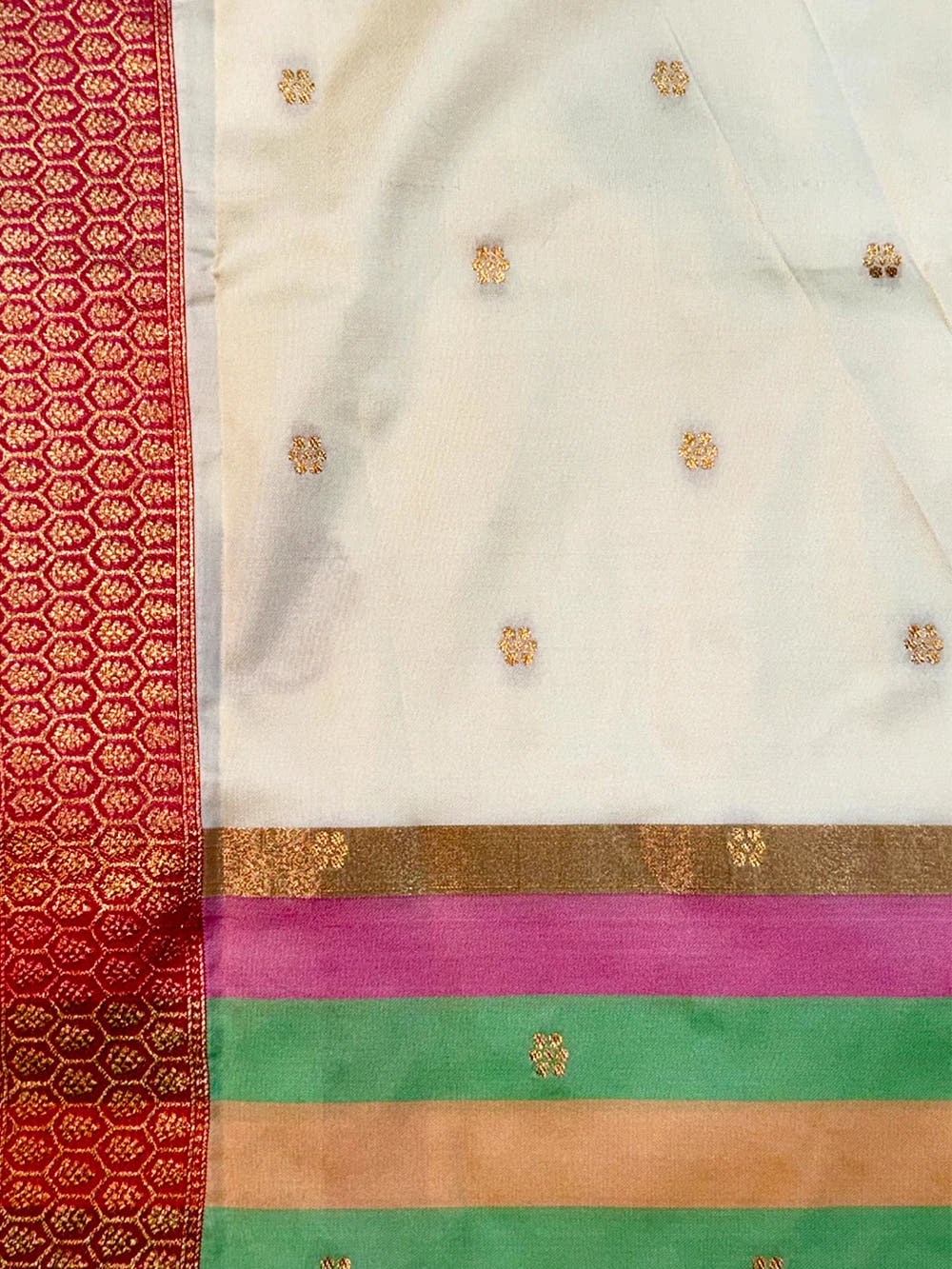 White Soft Silk Paalum Pazhamum Border Saree