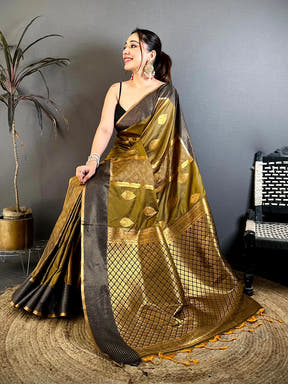 Celebrity Gold Pochampally Weaving Soft Silk Saree