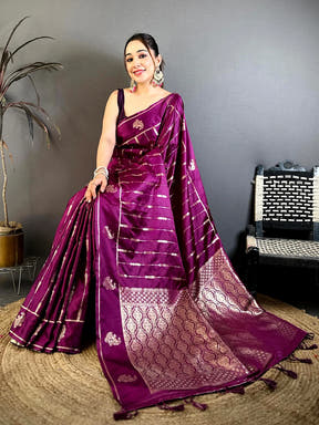 Artisan Mashru Silk Zari Weaving Saree