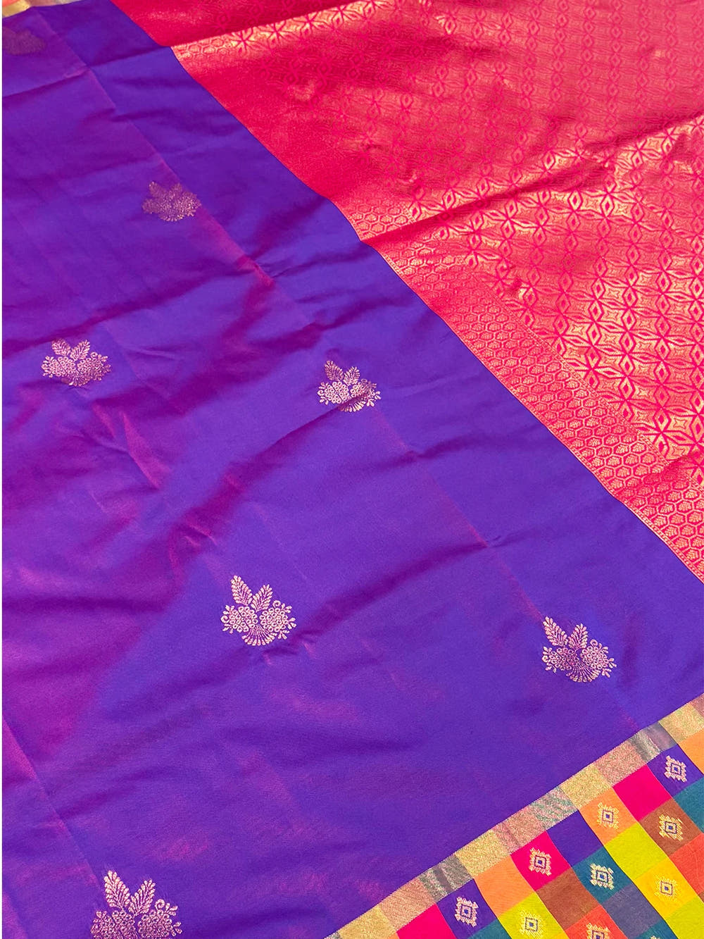 Purple Soft Silk Paalum Pazhamum Border Saree
