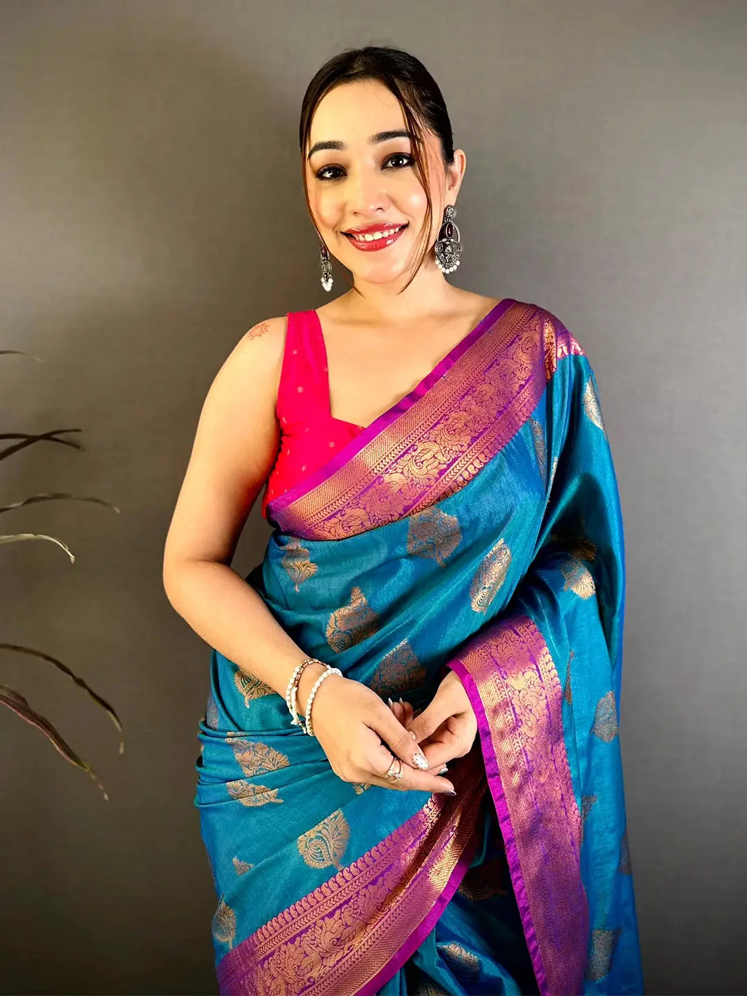 Classic Katan Tussar Feel Zari Border Saree