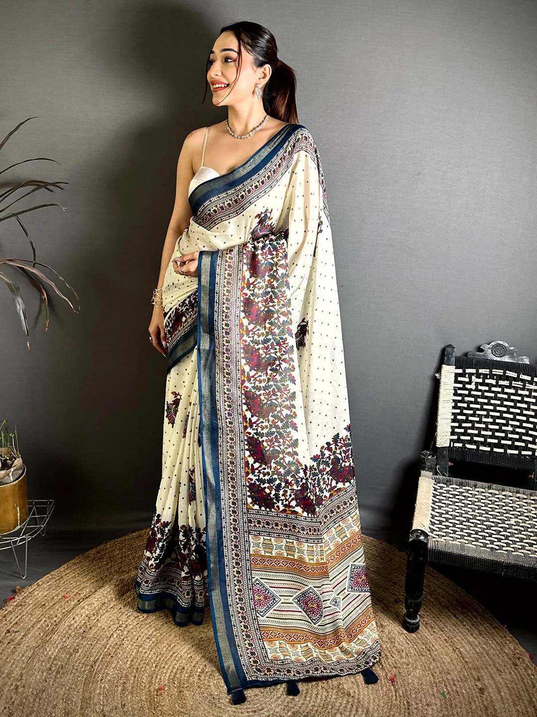 Stylish Mul Cotton Kalamkari Print Saree