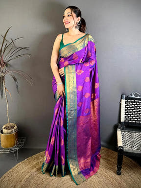 Radiant Katan Tussar Feel Zari Border Saree