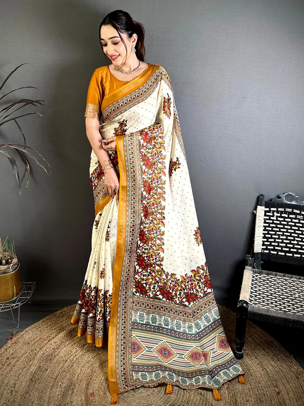 Classic Mul Cotton Kalamkari Print Saree