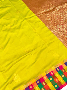 Lime Soft Silk Paalum Pazhamum Border Saree