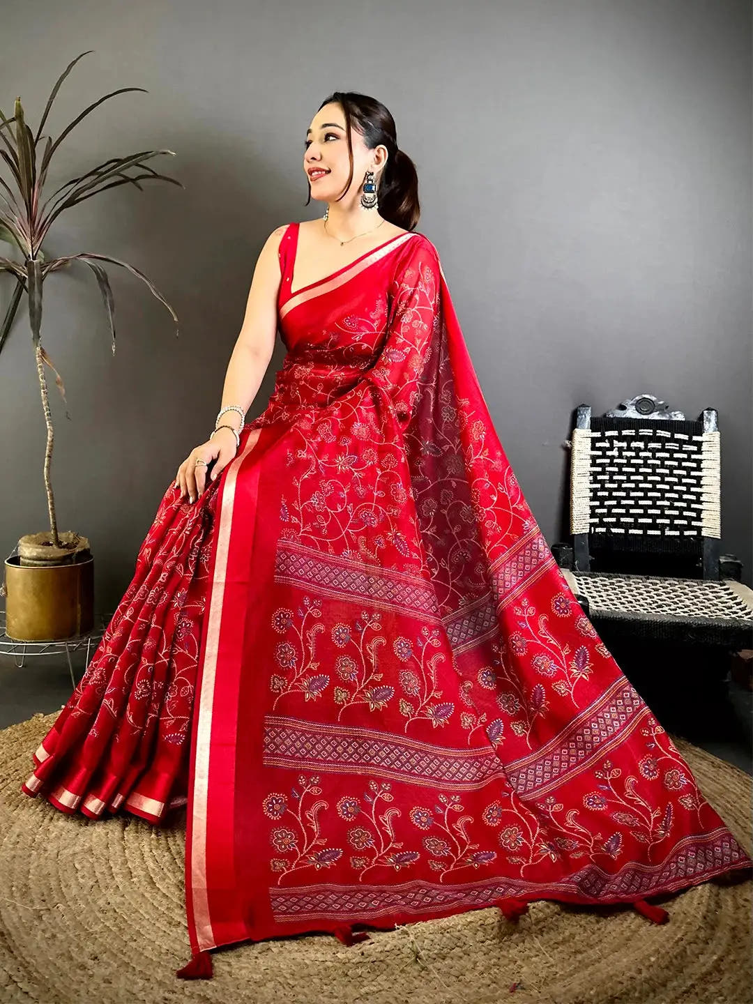Red Soft Kota Doriya Satin Border Saree