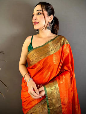 Regal Katan Tussar Feel Zari Border Saree