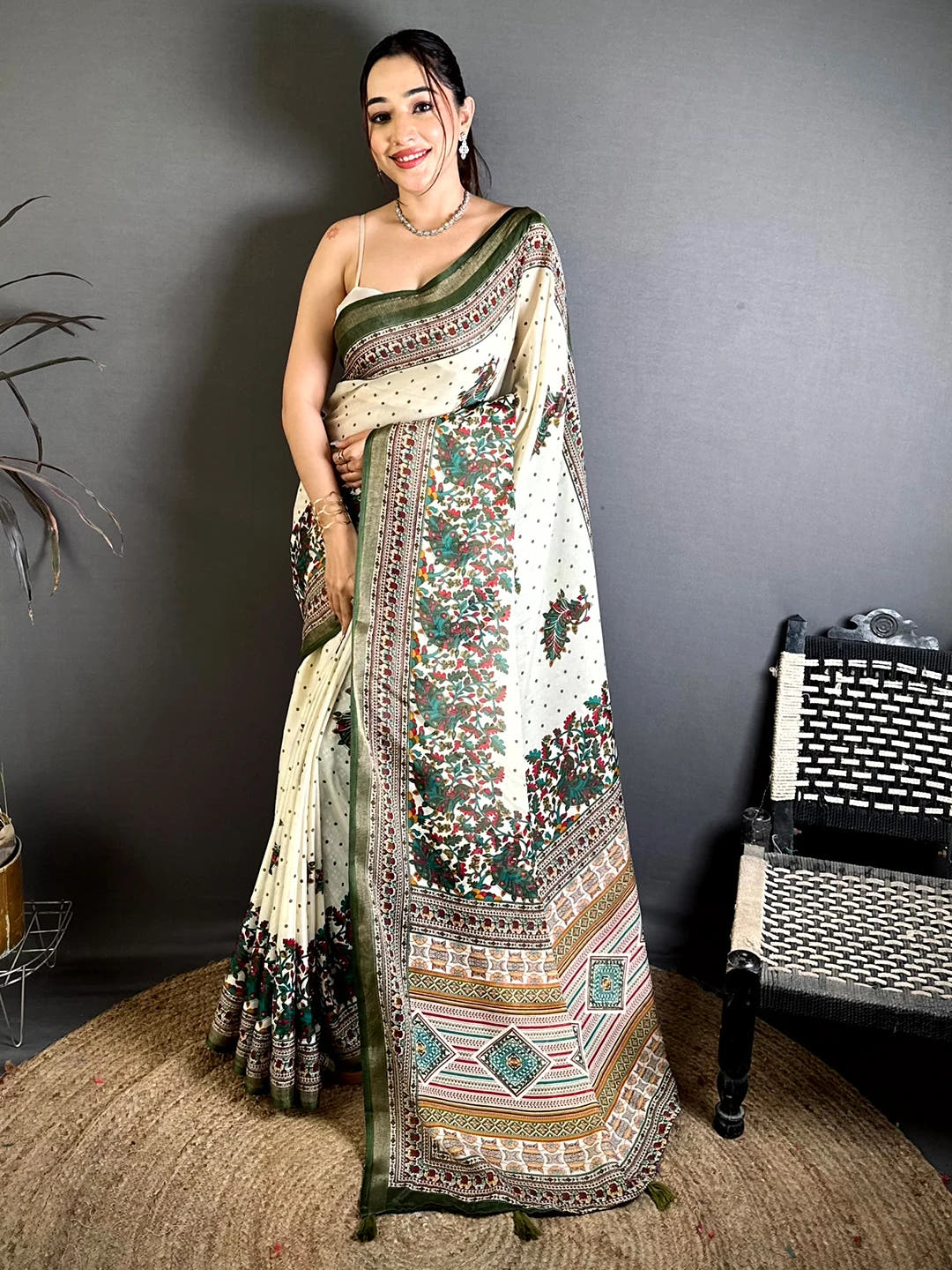 Elegant Mul Cotton Kalamkari Print Saree