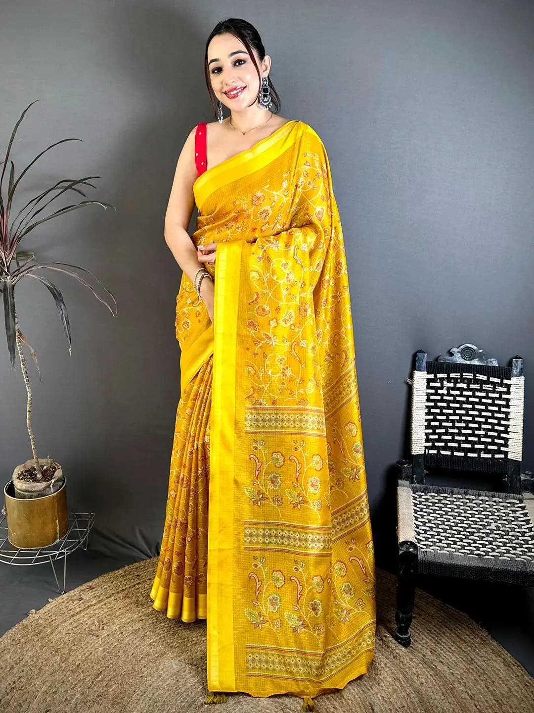 Mustard Soft Kota Doriya Satin Border Saree