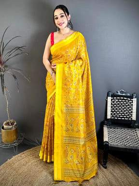 Mustard Soft Kota Doriya Satin Border Saree