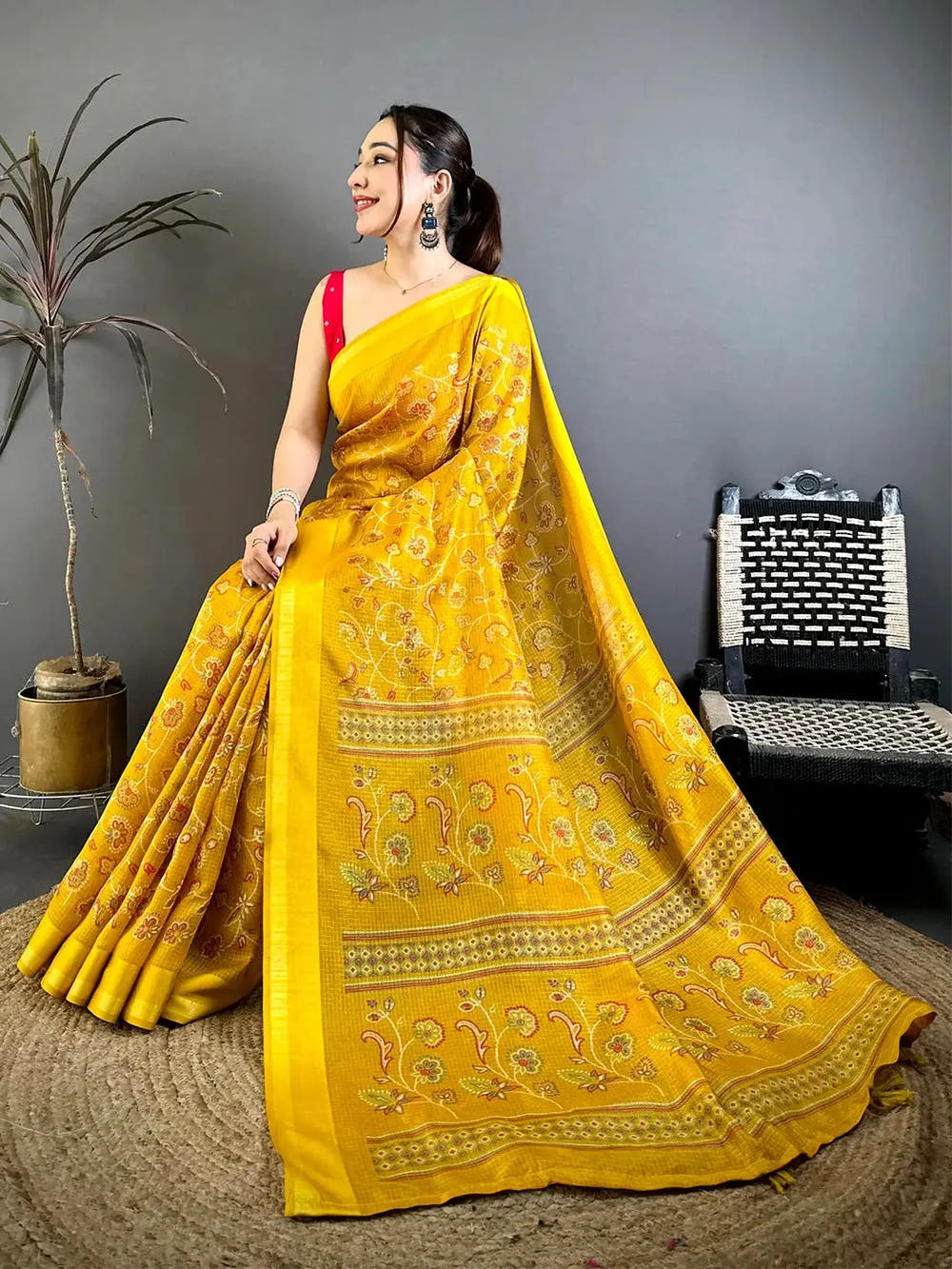 Mustard Soft Kota Doriya Satin Border Saree