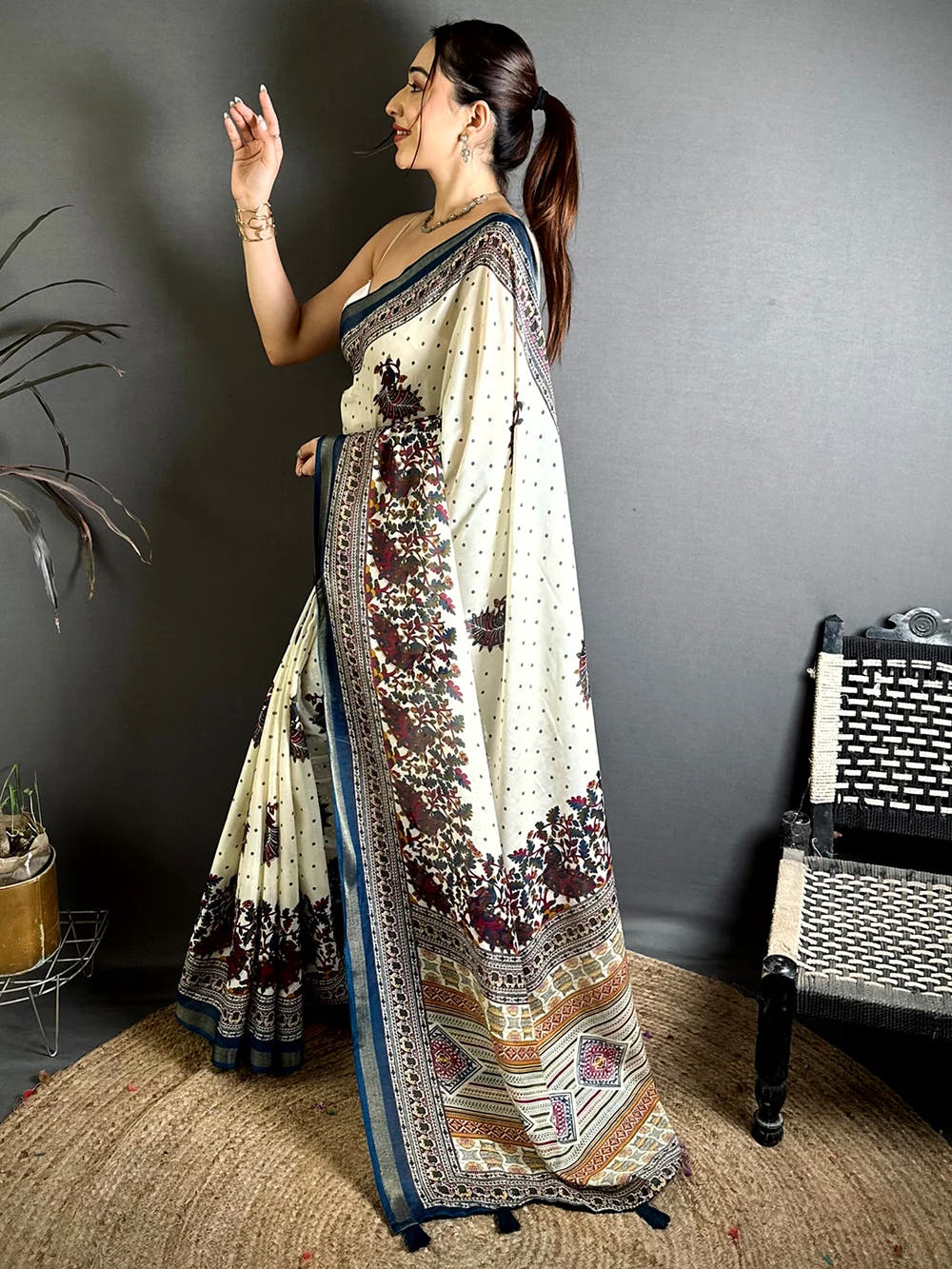 Stylish Mul Cotton Kalamkari Print Saree
