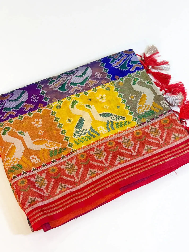 Exclusive Multicolour Checks Soft Silk Saree