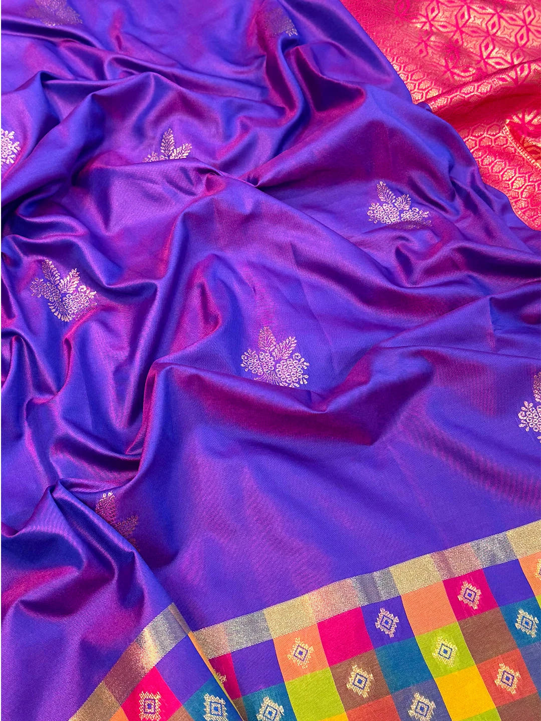 Purple Soft Silk Paalum Pazhamum Border Saree