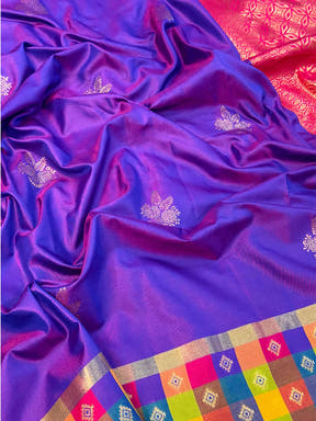 Purple Soft Silk Paalum Pazhamum Border Saree