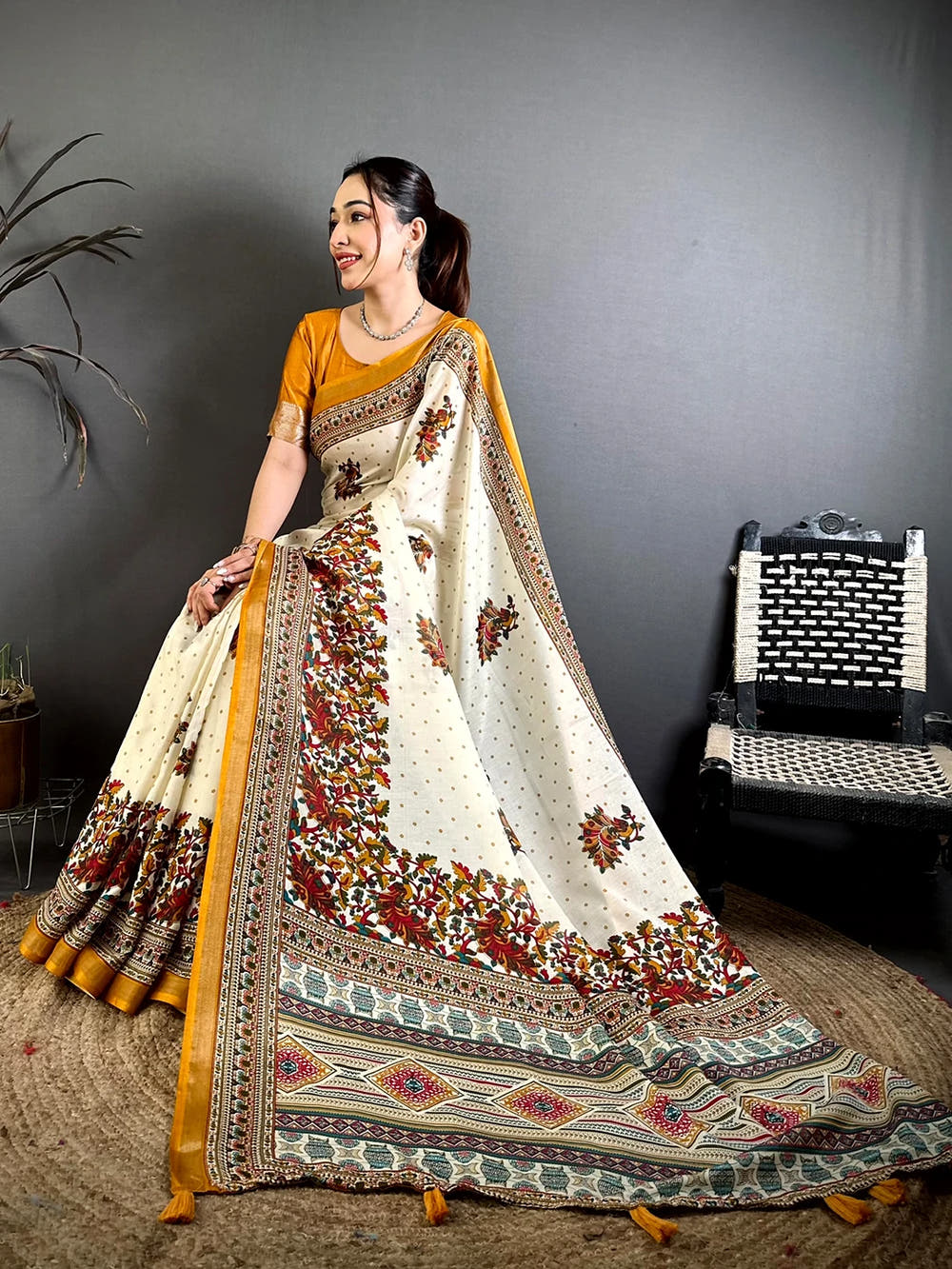 Classic Mul Cotton Kalamkari Print Saree