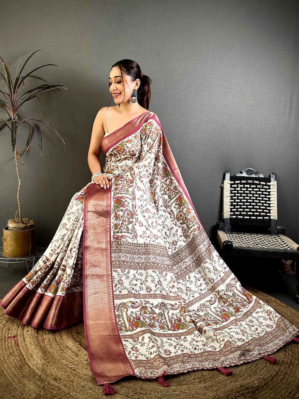 Radiant Soft Dola Madhubani Print Saree - view 2