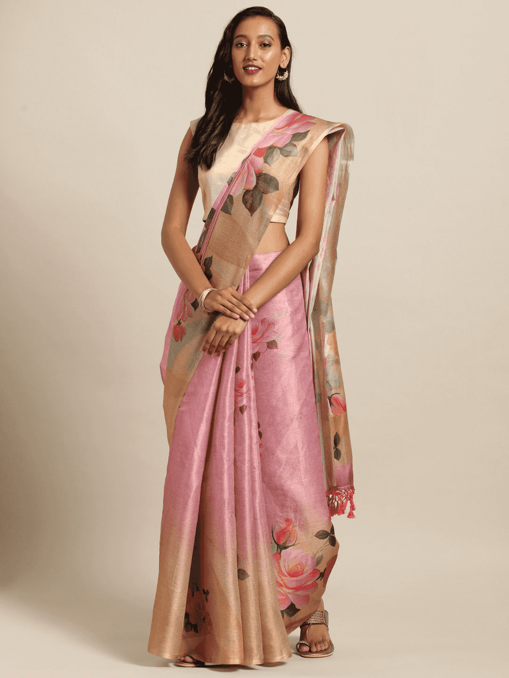 Stylish Muvel Colour Maheshwari Floral Printed Saree