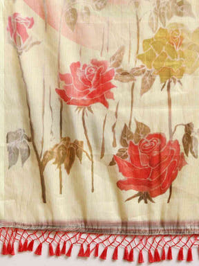 Exclusive Maheshwari Floral Printed Saree With Zari Border