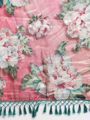 Stylish Maheshwari Floral Printed Saree With Zari Border