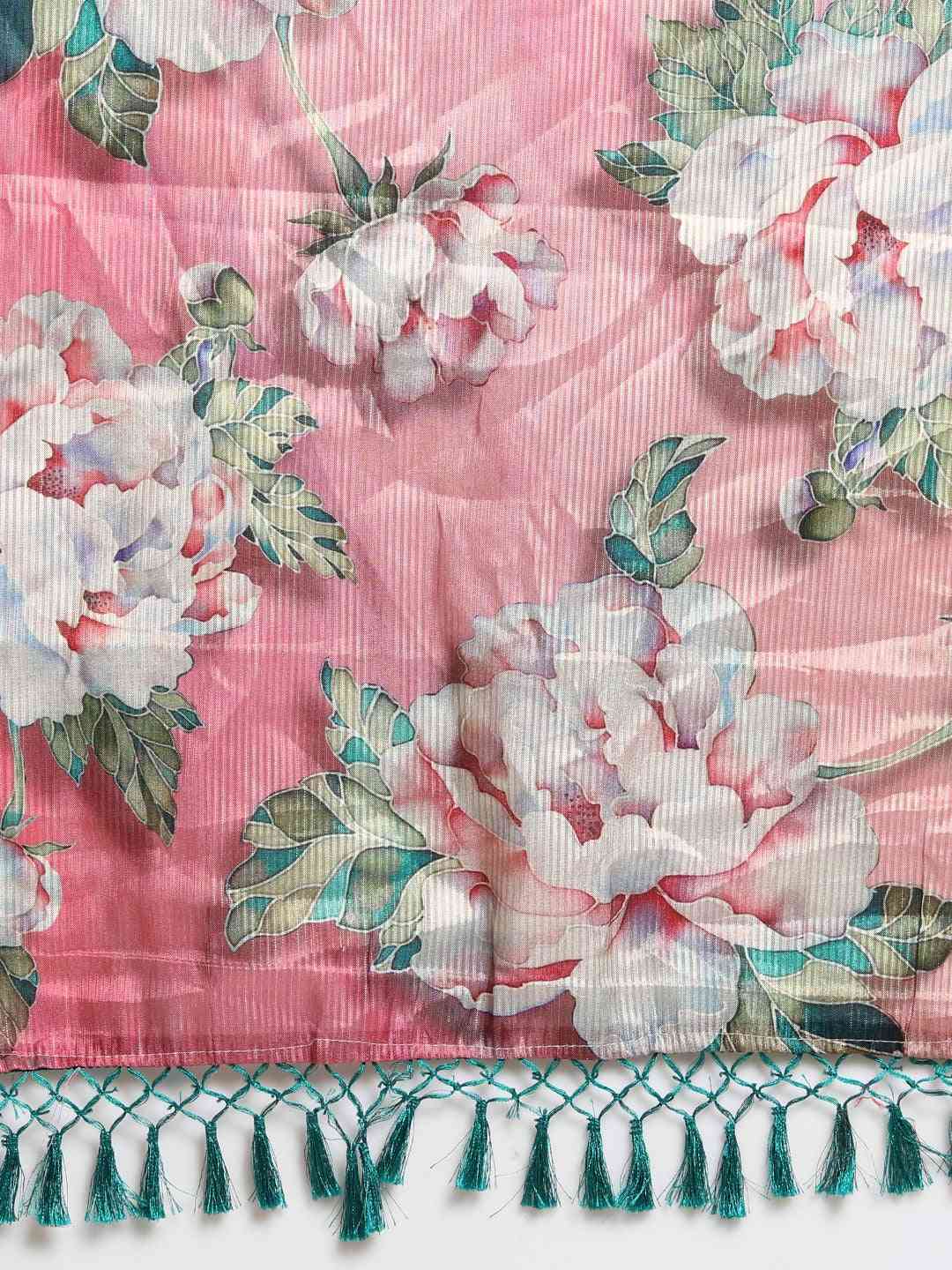 Stylish Maheshwari Floral Printed Saree With Zari Border
