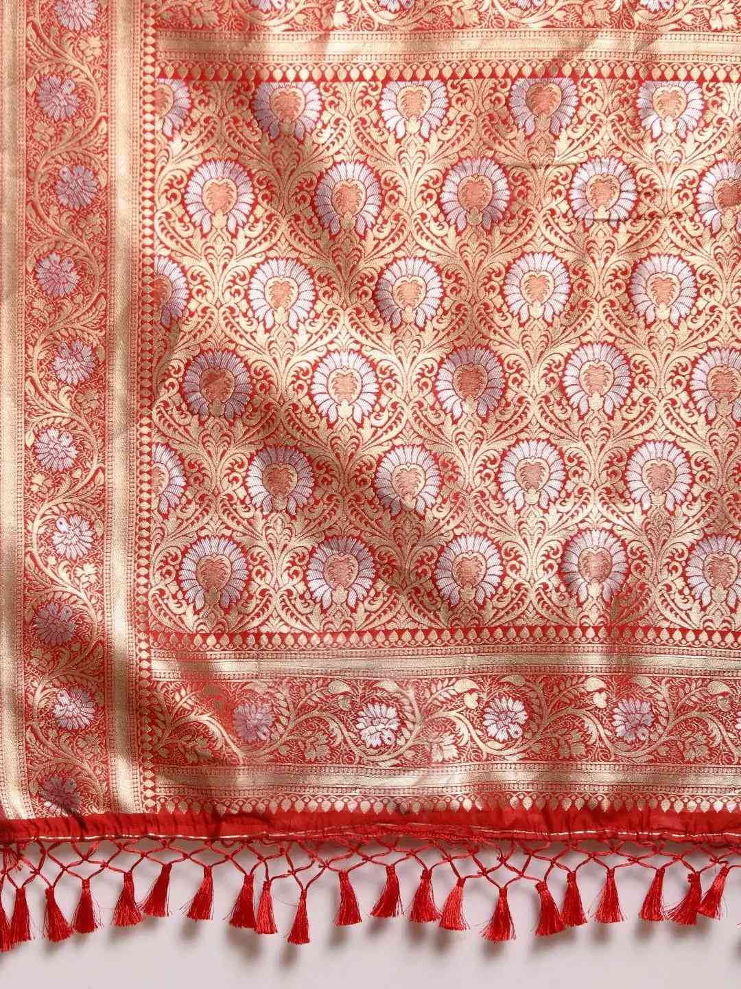  Pure Banarasi Zari Silk Saree With Ethnic Motifs