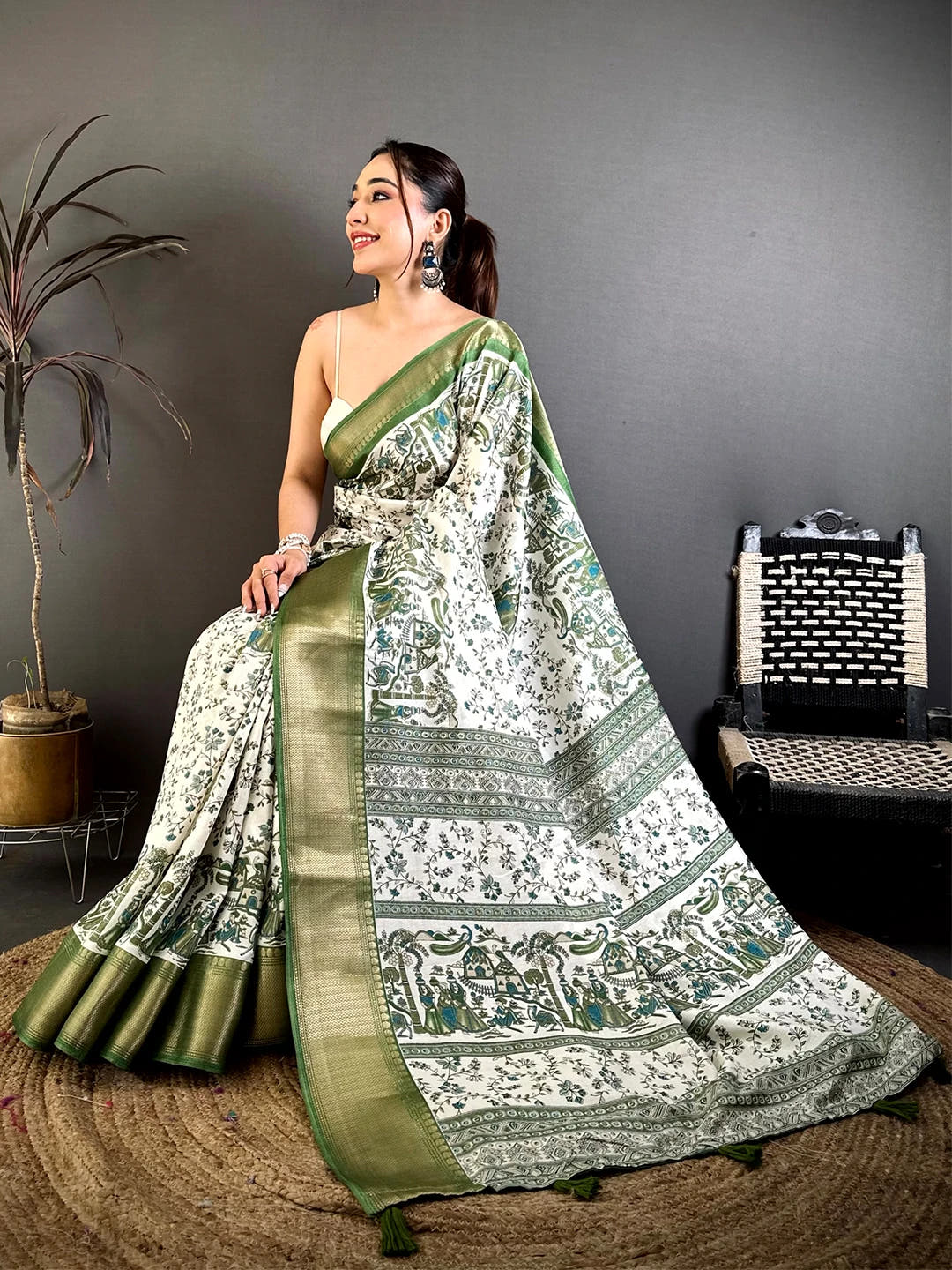 Regal Soft Dola Madhubani Print Saree - view 2