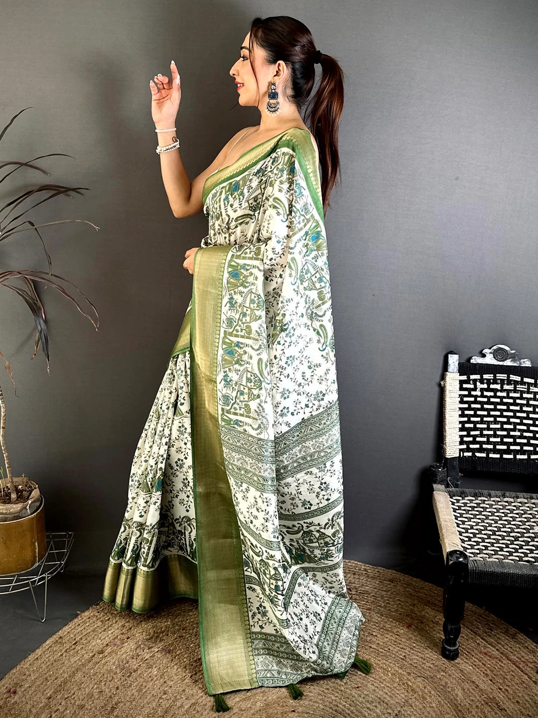 Regal Soft Dola Madhubani Print Saree