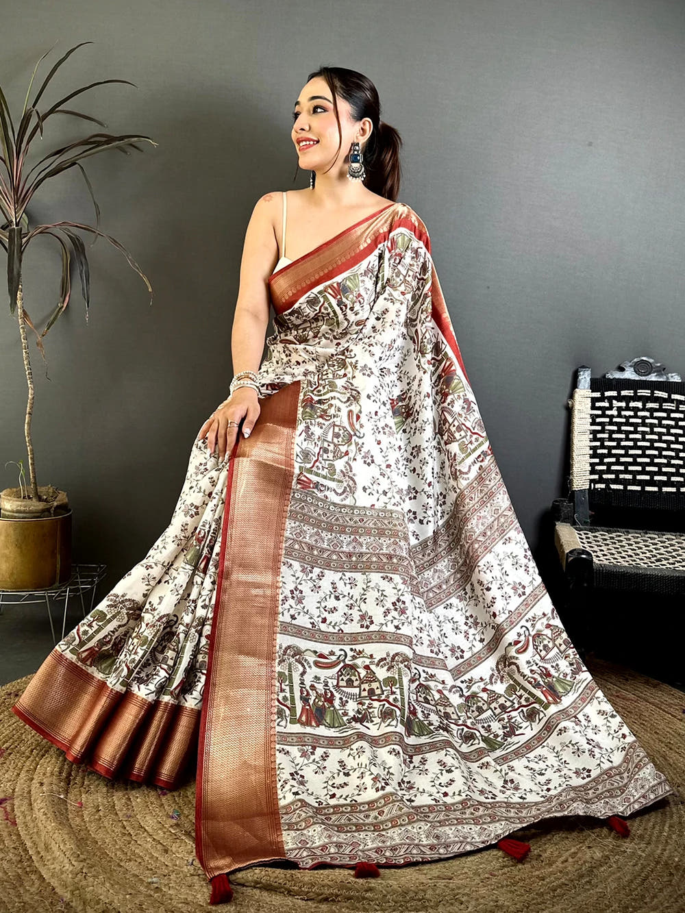 Royal Soft Dola Madhubani Print Saree - view 2