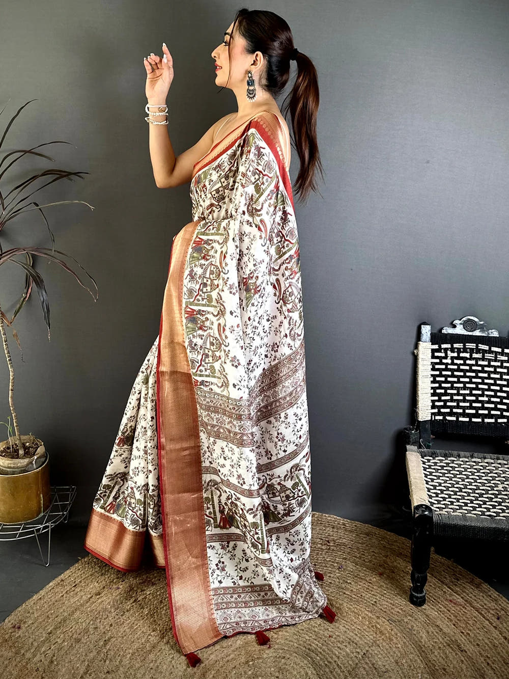 Royal Soft Dola Madhubani Print Saree