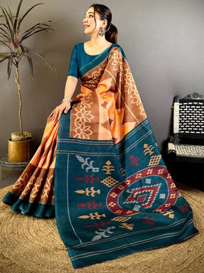 Stylish Ikkat Tussar Designer Saree