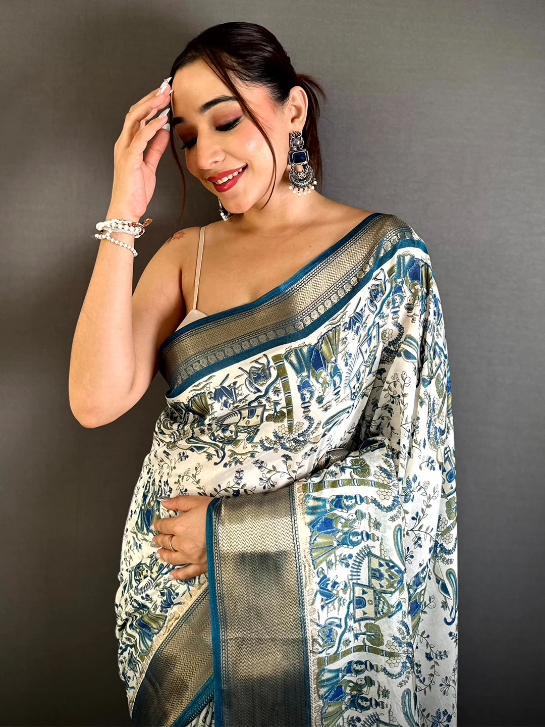 Stylish Soft Dola Madhubani Print Saree - view 2