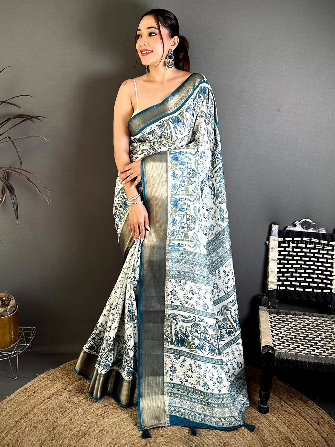 Stylish Soft Dola Madhubani Print Saree - view 3
