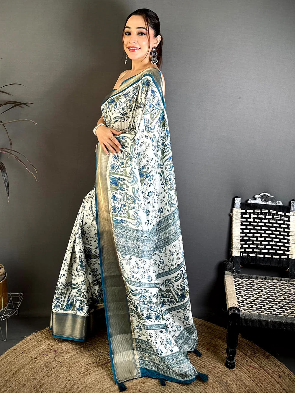 Stylish Soft Dola Madhubani Print Saree - view 4