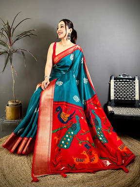 Teal Soft Dola Shibori Print Saree