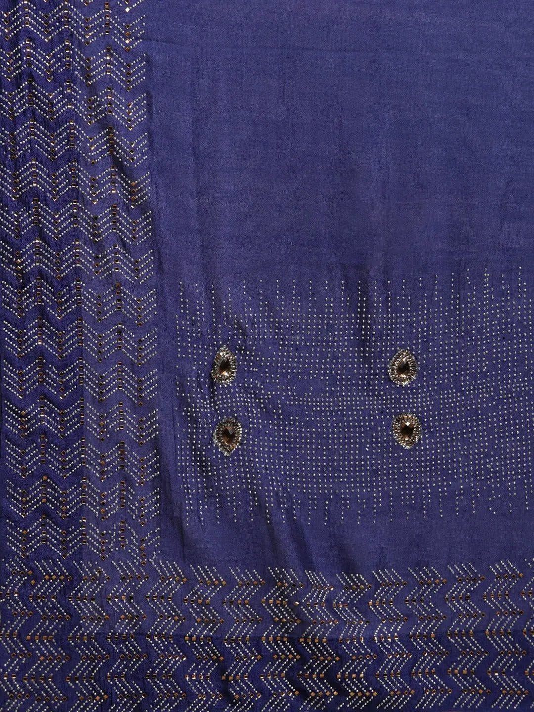 Poly Silk Saree With Embellished Border And Stones Work