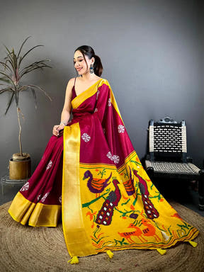 Wine Soft Dola Shibori Print Saree