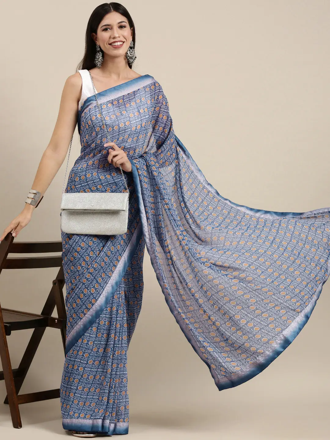 Soft Georgette Saree With Foli Print Work
