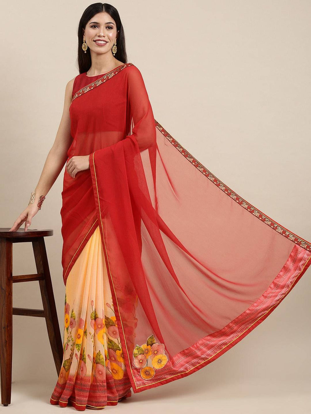 Soft Georgette Saree With Foli Print Work