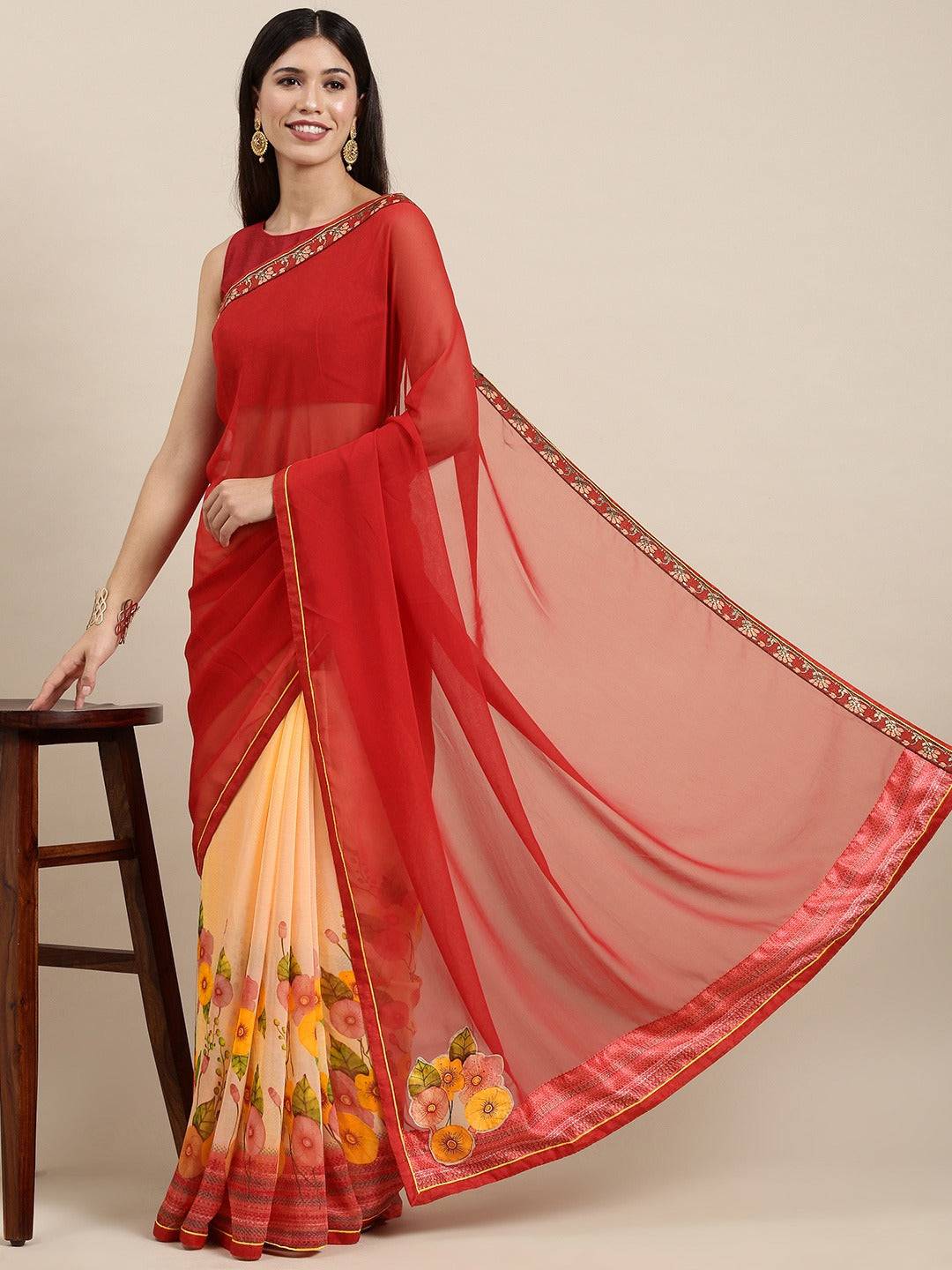 Soft Georgette Saree With Foli Print Work