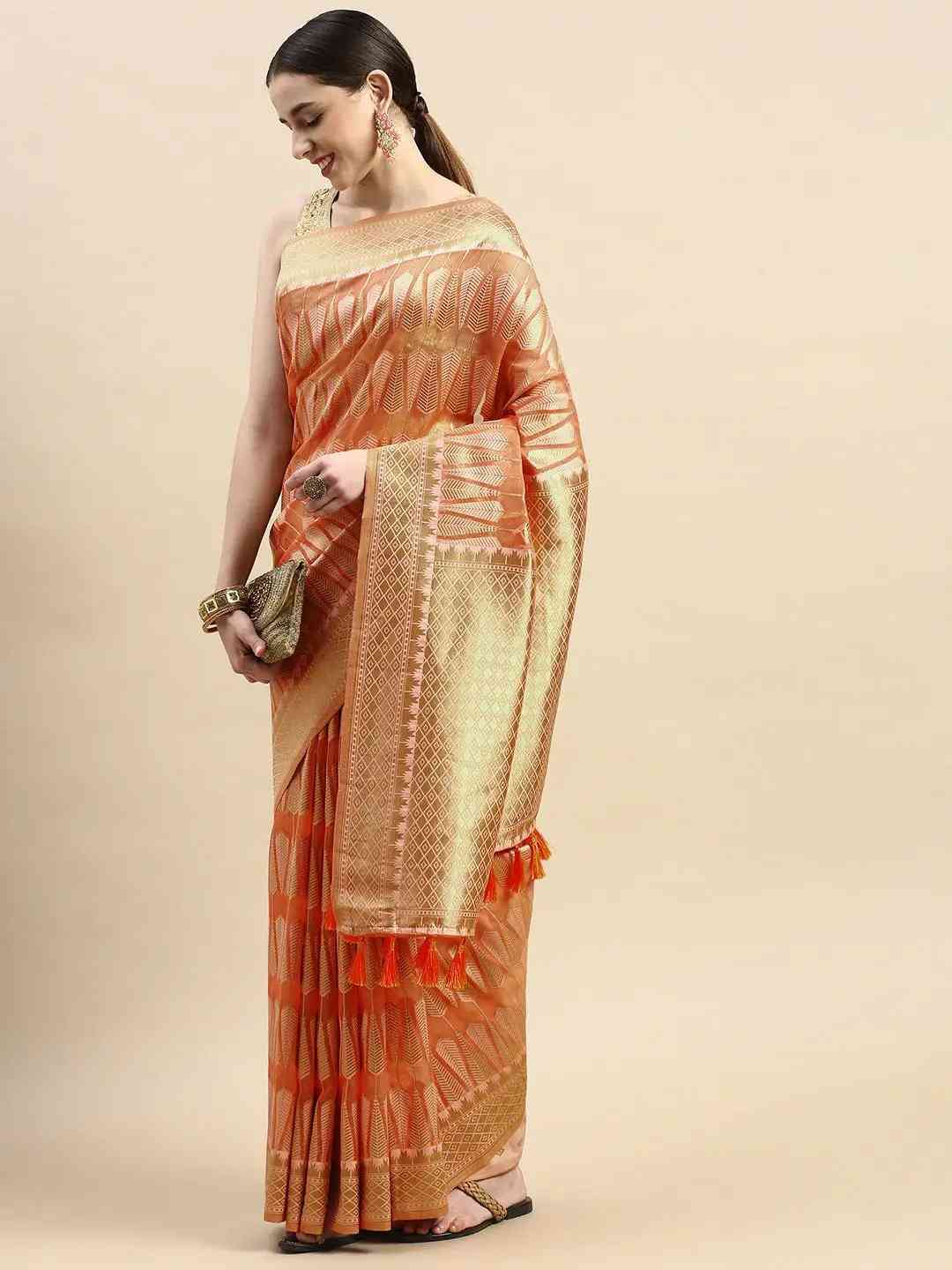  Pure Organza Banarasi Zari Motif Designer Saree 