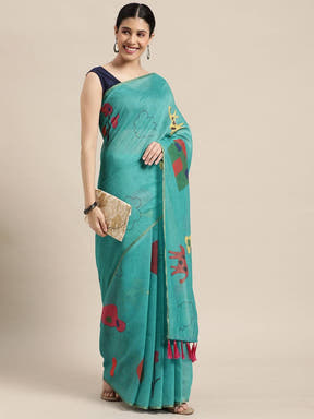  Digital Print Kalamakri Desine Soft Linen Saree
